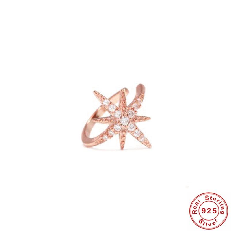 

S925 Sterling Silver Single Star Ear Clips, Small Fresh Diamond-Set Light, Cool And Earless Temperament Earrings 925 silver