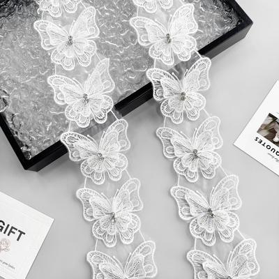 White Embroidery Butterfly Nail Diamond Barcode Clothing Lolita Dress Hair Accessories Headgear Decorative Lace Lace Accessories