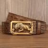 New Tiger Zodiac Automatic Buckle Men's Crocodile Pattern Cowhide Belt