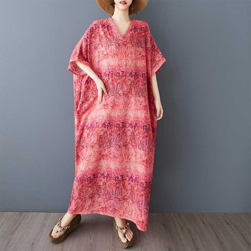 

Длинная юбка в стиле летних каникул с V-образным вырезом в стиле ретро one size красный