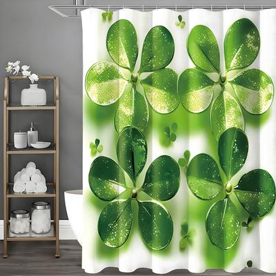 Lucky Five Leaf Leaf Shower Curtain, Bathroom Decorative Shower Curtain, Waterproof Shower Curtain with Hooks