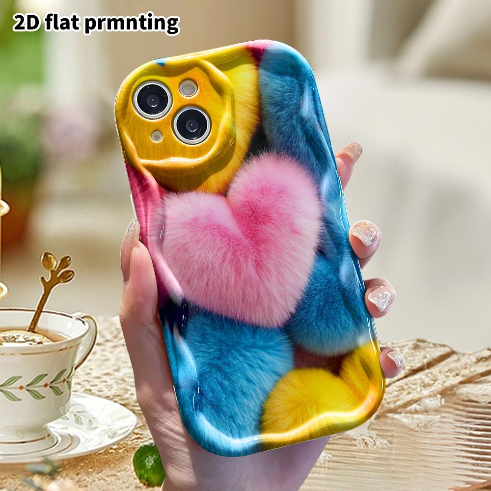 Phone Case: 2D Flat, Suitable for iPhone 18, 17, 16, 15, 14, 13, 12Pro Protective Case, Colorful Hearts, Perfect Christmas and Halloween Holiday Gift