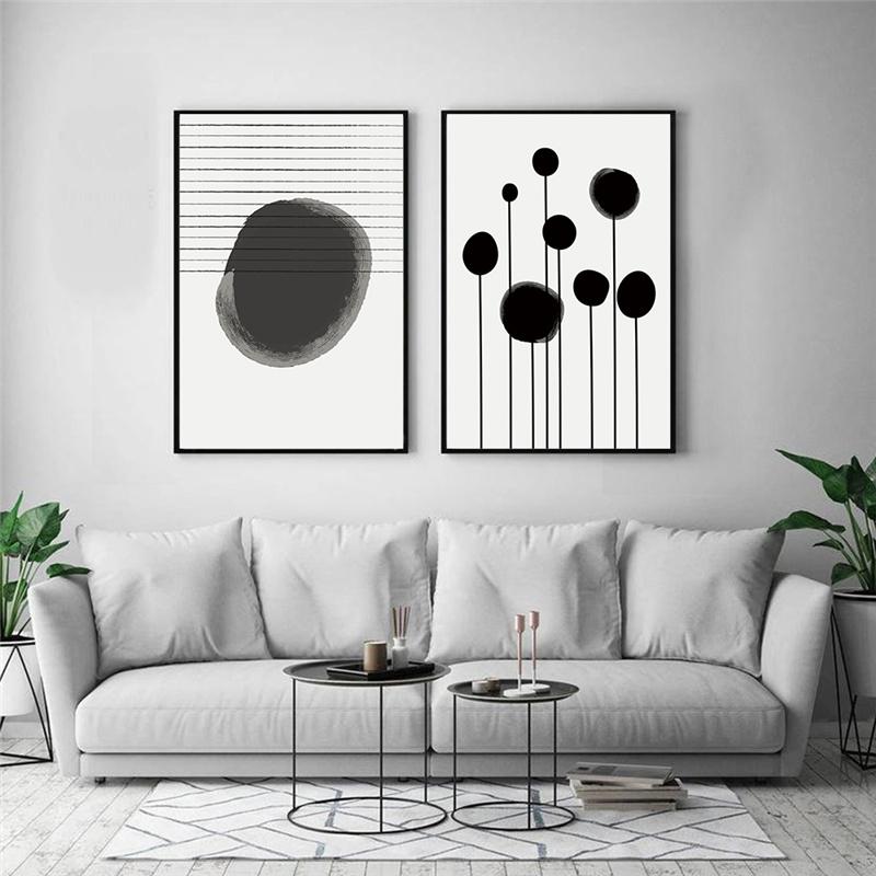Geometric Abstract Canvas Painting Black Ink Line Wall Art Poster and Print Pictures Noridc Minimalism Living Room Home Decor