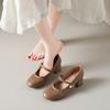 French Mary Jane Women's Shoes 2025 New Autumn Temperament Not Tired Feet with Skirts Thick Heels Single Shoes Beautiful High Heels