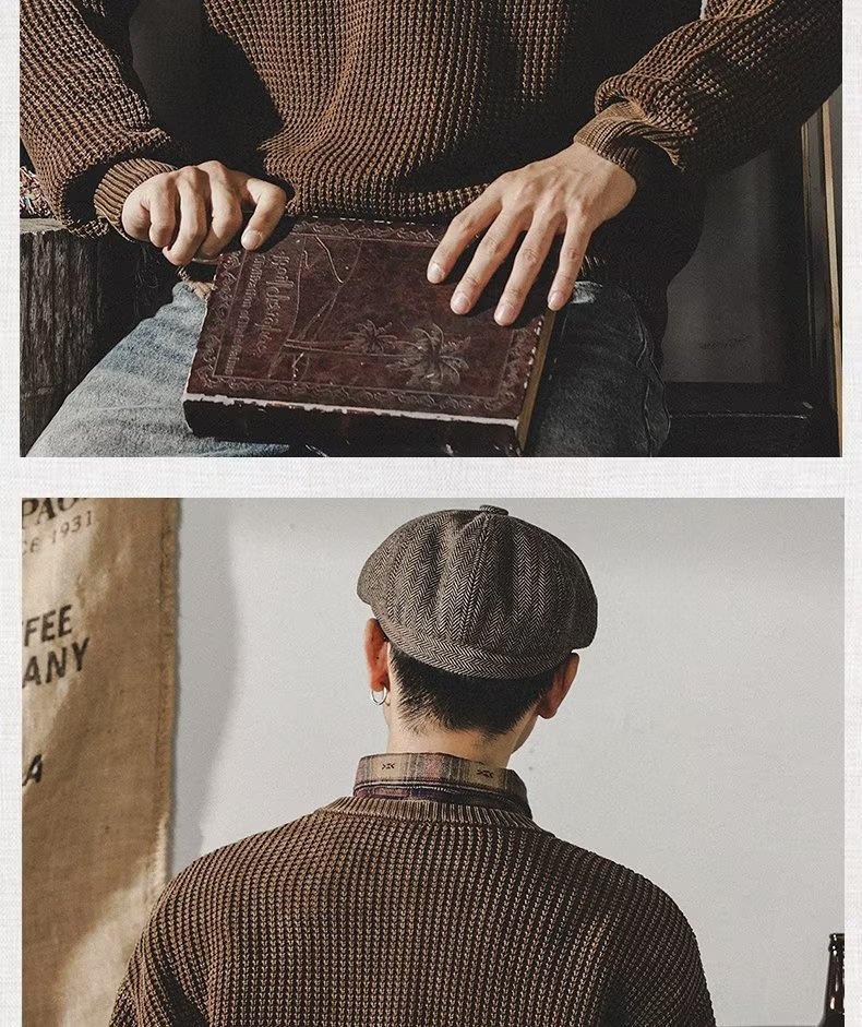 Men's Retro Heavy Washed Thick Sweater - Simple Winter Style