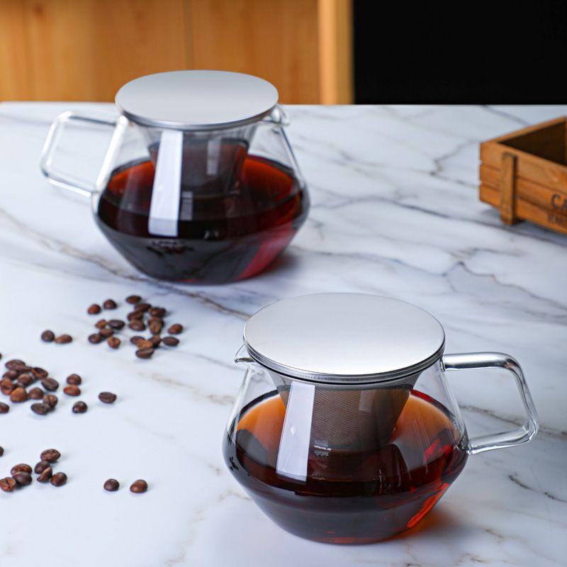 High-temperature resistant glass coffee pot, hand-brewed with scale, sharing pot, thickened heat-resistant filter