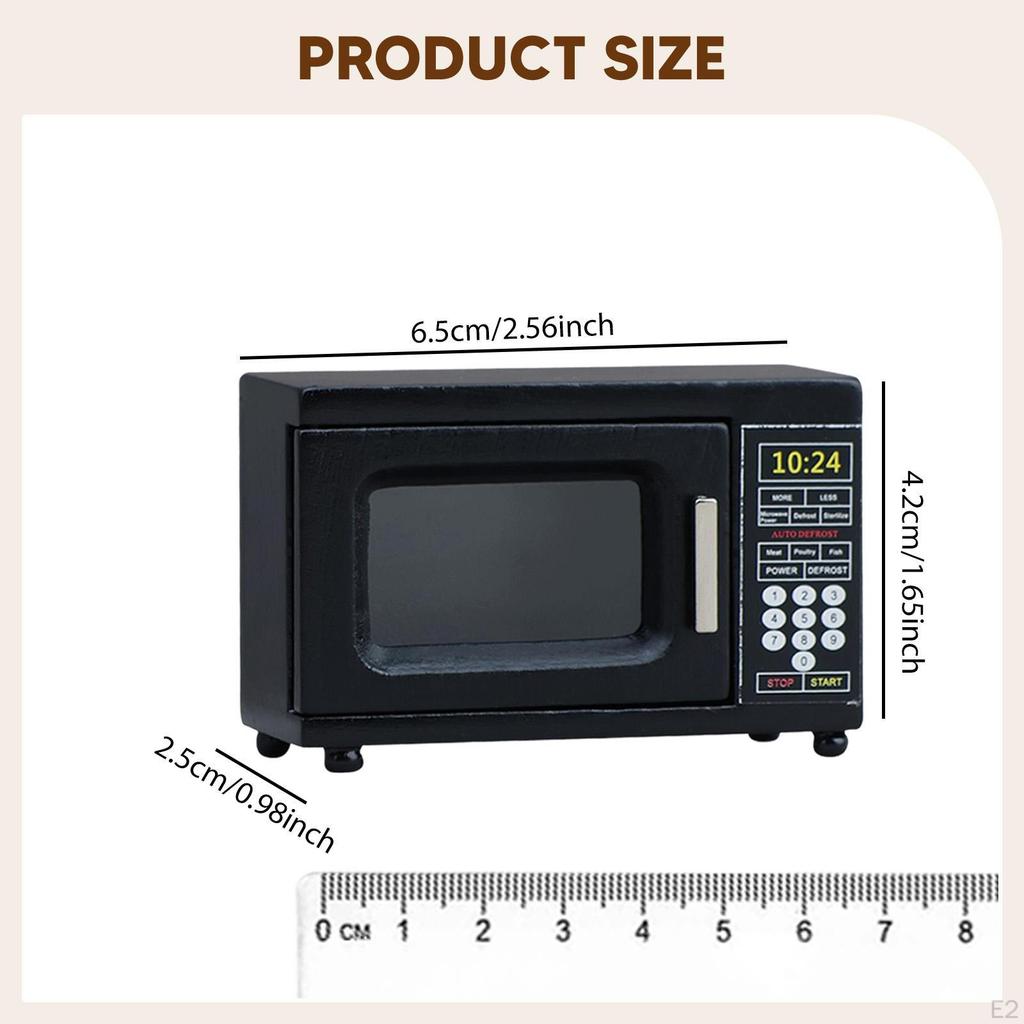 Mini-Mikrowellen-Puppenhaus-Ofen Schwarz Simulation 1:Zubehör im Maßstab 1:12 für Mikrolandschaften