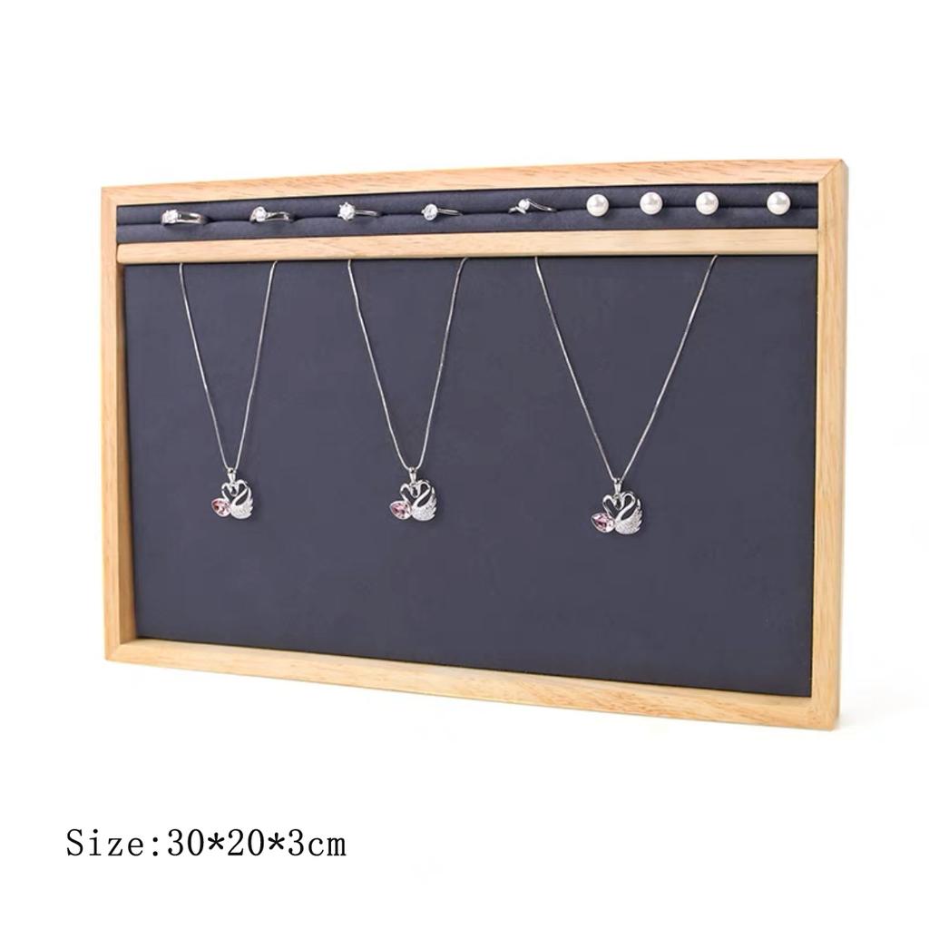 HeMu Solid Wood Microfiber Velvet Cloth Jewelry Tray Ring Necklace Storage Box Jewelry Counter Display Rack Mall Dressing Table