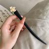 Retro Chinese Hair Jewelry White Flower Step Shake Green Leaf Butterfly Designs Wooden Hair Sticks Forks Women Hair Bun Maker