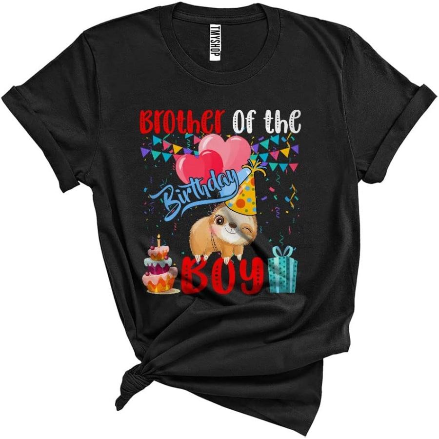 Brother of The Birthday Cute Boy Happy Birthday Family Group Matching Sloth Animal Lover Unisex T-Shirt Black S