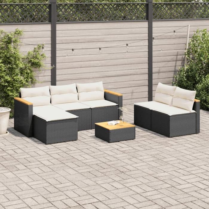 VidaXL Salon de Jardin avec Coussins 5 pcs, Canapés de Terrasse, Ensemble de Meubles de Patio, Mobilier d'Extérieur, Noir 3213537
