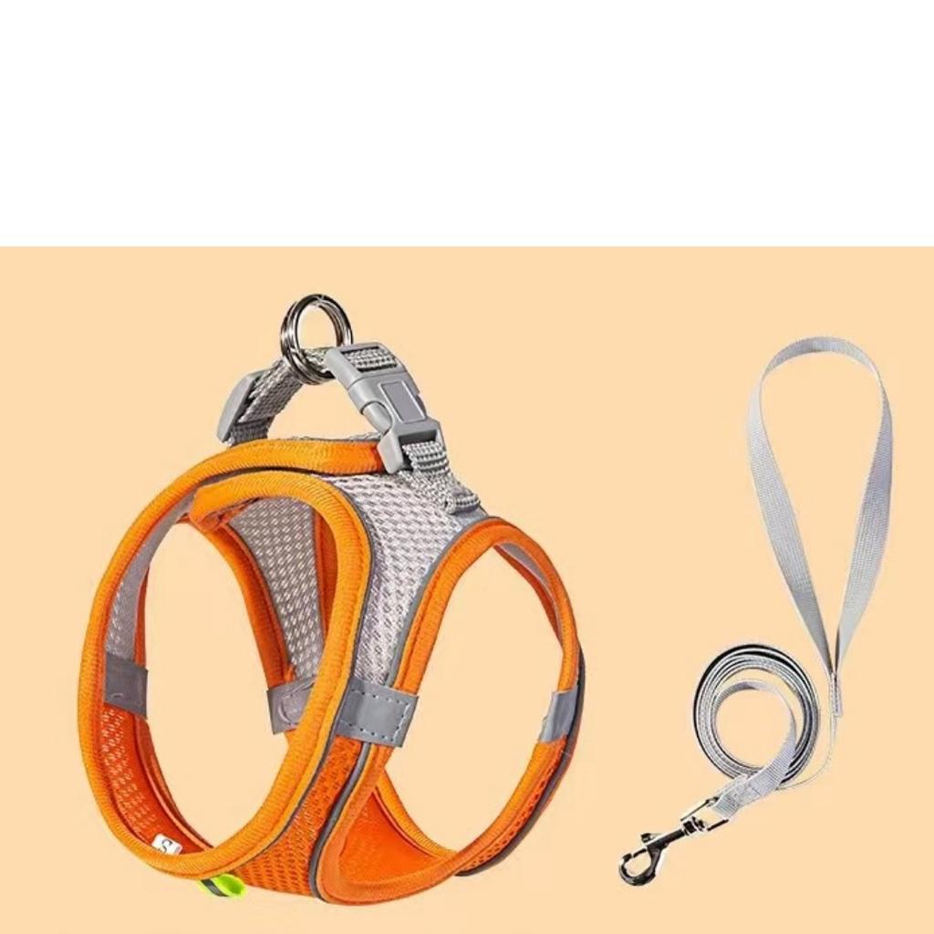 רתמת כלבים לכלבים קטנים חתולים רתמה ורצועה לחיית מחמד רפלקטיבית סט מתכוונן לנשימה חזה לחיות מחמד רצועה אביזרים לכלב