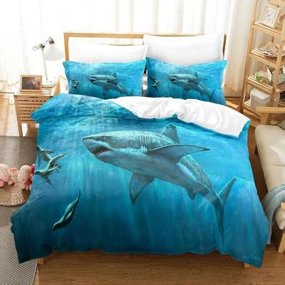 Ensemble de housse de couette requin Taille standard Queen Size Twin Animaux des profondeurs Ensemble de literie pour garçons filles Housse de couette douce de luxe