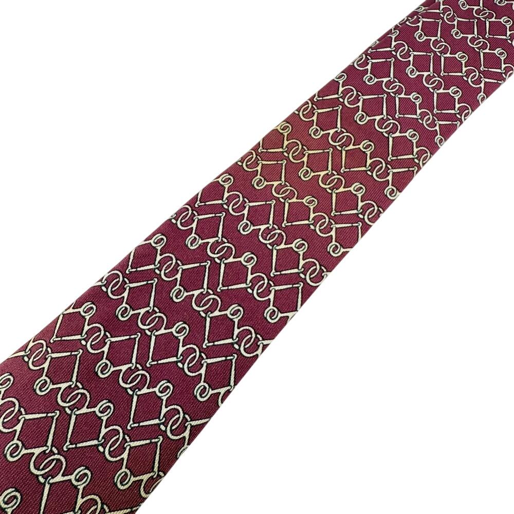 Hermes Gesamter Griff Seidenkrawatte Bordeaux Seide Herren Gebraucht