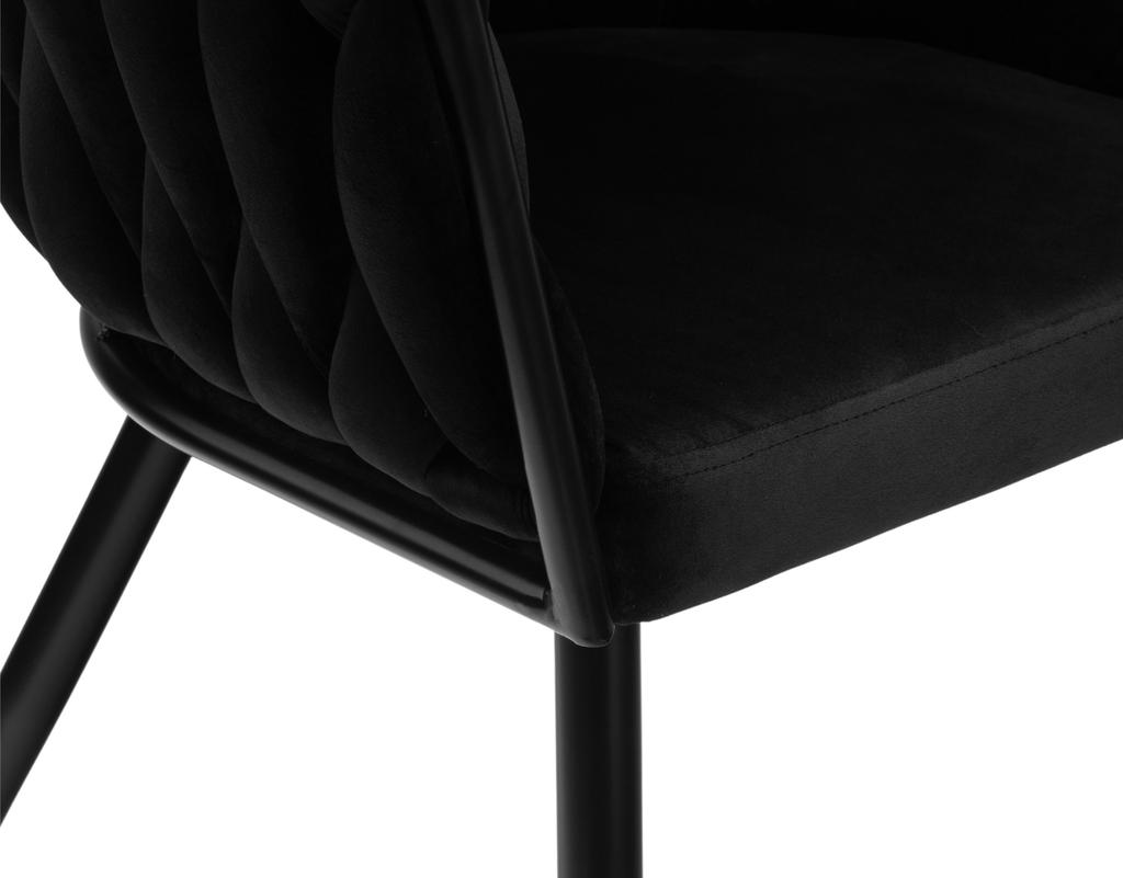 Upholstered Chair Velvet Glamour Woven Metal Legs Black