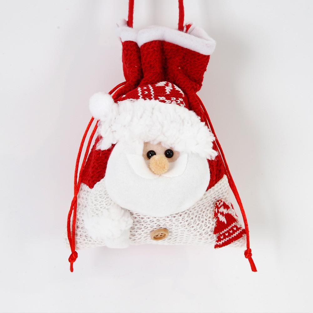 Holiday Christmas Adorable Cartoon Candy Boxes Plush Drawstring Pouches For Gifts
