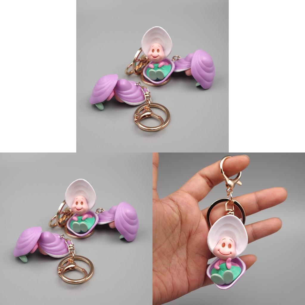 Oyster Shell Baby Car Keychain With Cartoon Animal Design For Kids Gifts
