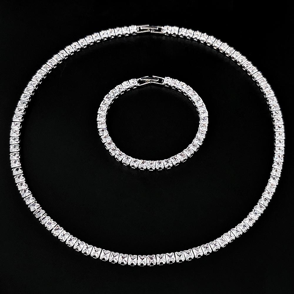 2026 New Trendy white Color bracelet bangle and Necklace Pendant Set for Women Anniversary Gift Jewelry Wholesale s7207-x7330