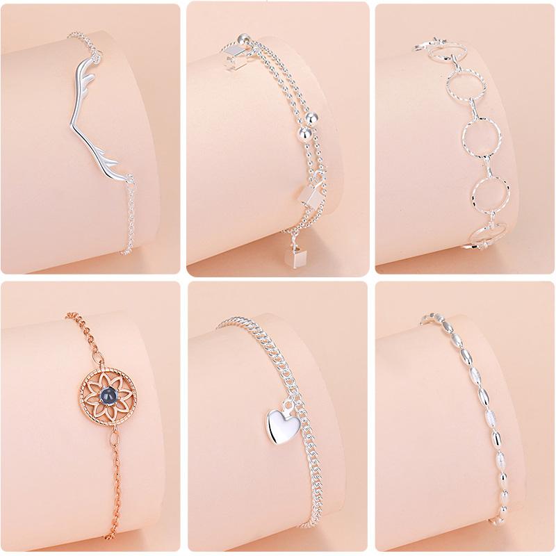 925 Silver Lucky Bead Charm Bracelet For Women Chain Round Bangles Fashion Luxury Quality Jewelry Christmas Accessories