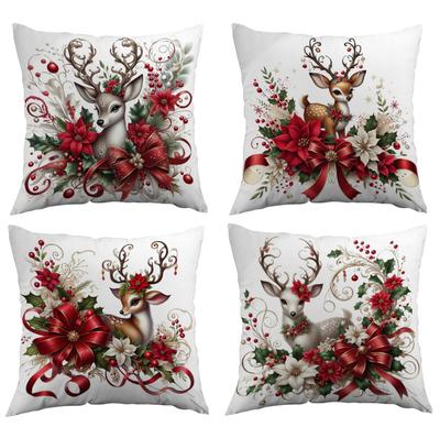 Christmas Themed Pillowcase, Christmas Elk Print Pillowcase, High-looking Car Pillowcase