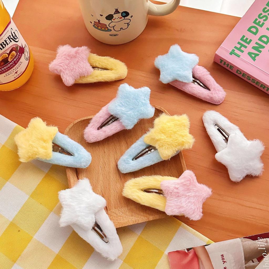 New Sweet Plush Hairpin Women Cute Star Shape Hair Clips Large Side Broken Bangs Bb Clip Fashion Girls Hair Accessories