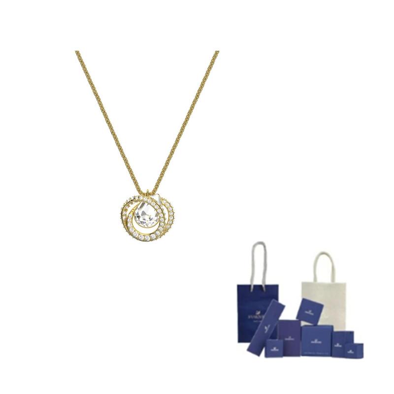 Swarovski Generation Spiralförmiger Birnenkristall Halskette Damen Halskette Gold 5636511 Shopping Bag beige