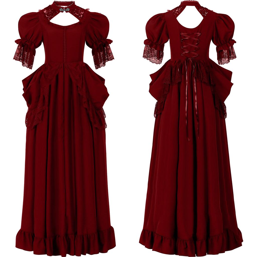 European Vintage Palace Style Dress Women Evening Gown Dance Performance Dress Retro Elegant Party Outfit
