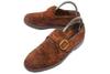 Italy FRATELLI ROSSETTI Suede Leather Monk Strap 24.5/6 Brown Crepe Sole