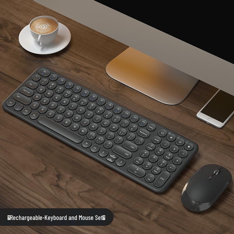 BOW Silent Wireless Keyboard & Wired Mouse Set, Bluetooth Compatible for Women's Office Use, Laptop & Desktop