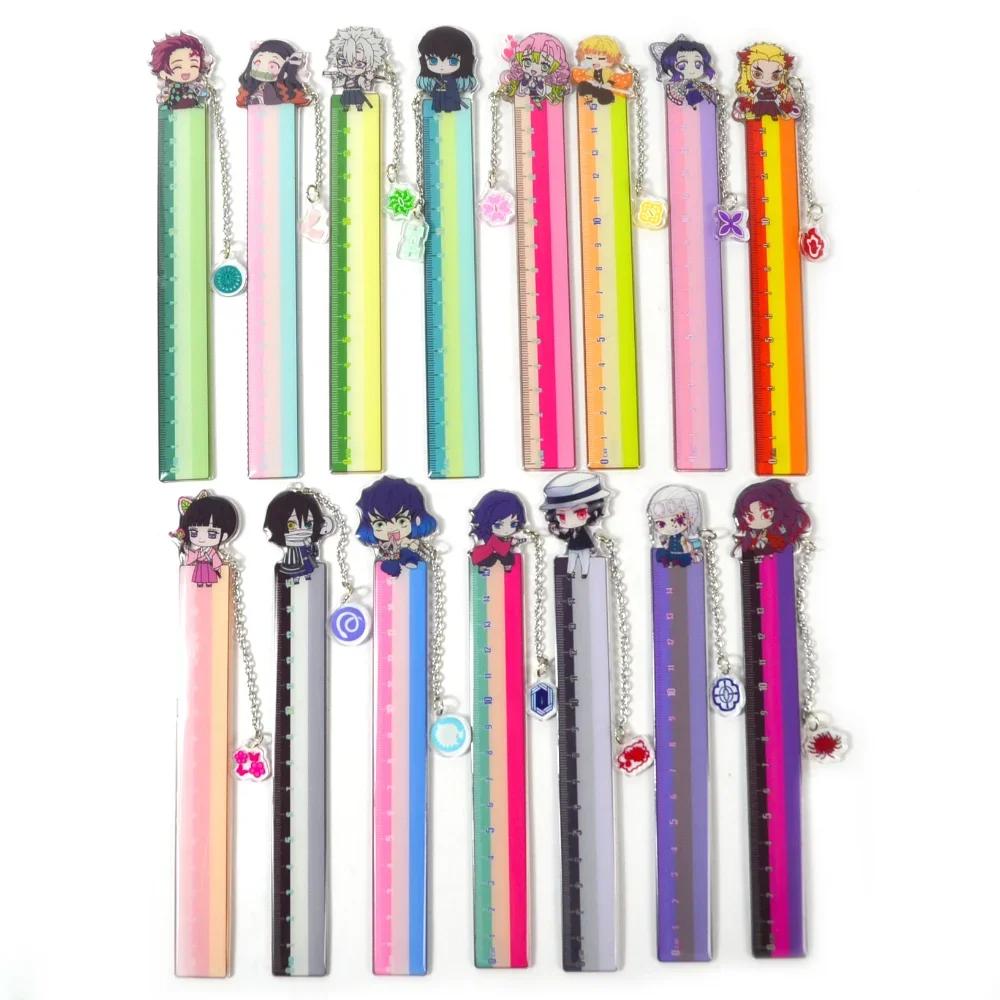 Anime Ruler Kamado Tanjirou Nezuko Kawaii Figure Straight Ruler Drawing Rulers School Stationery Kids Gift