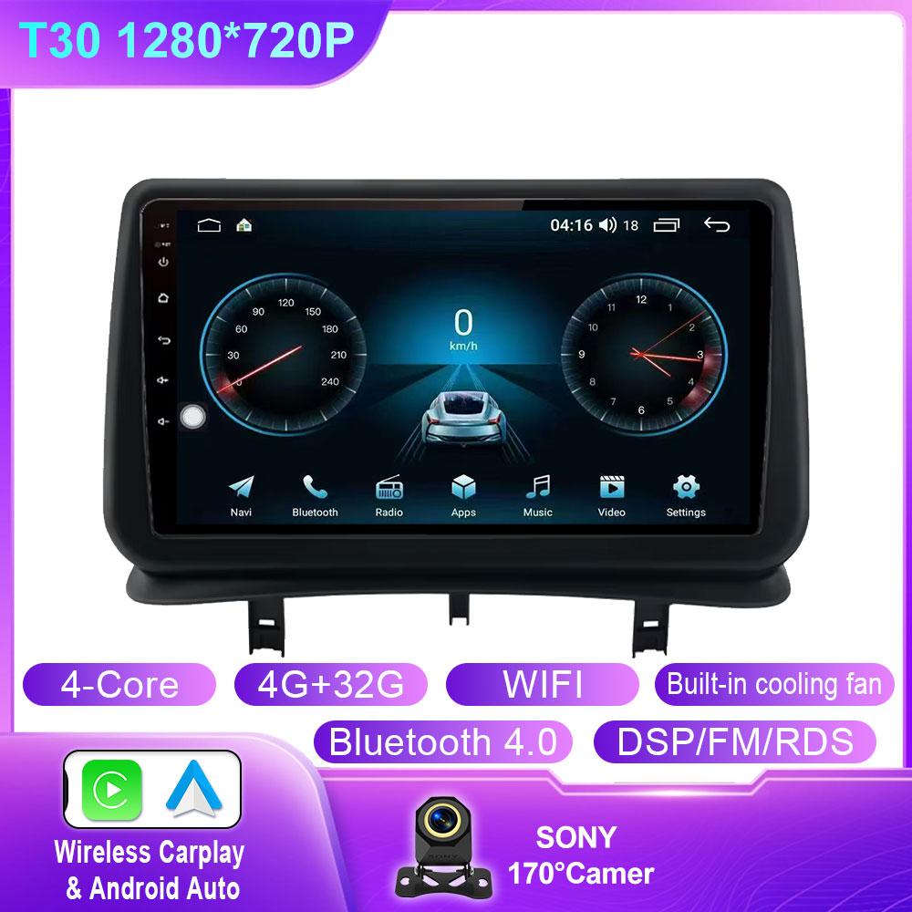 Car Android 14 For Renault Clio 3 2005 - 2014 Car Radio Multimedia Player Navigation GPS Autoradio CarPlay QLED Screen No 2 Din