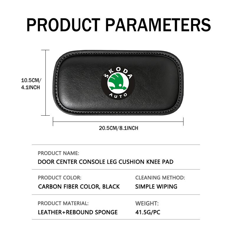 EJIT2 For Skoda Car Interior Leg Knee Rest Pads Leather Cushion Octavia Superb RAPID FABIA KAMIQ KAROQ KODIAQ YETI