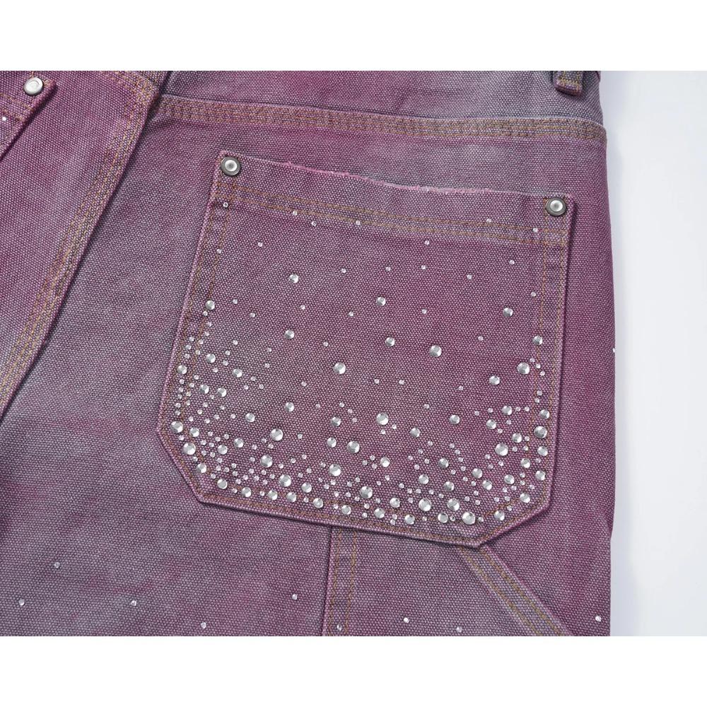 Streetwearové volné džínové šortky s celoplošným potiskem z kamínků pro muže, s roztrhanými dírami, prané, krátké, ležérní, volné, pětikapsové