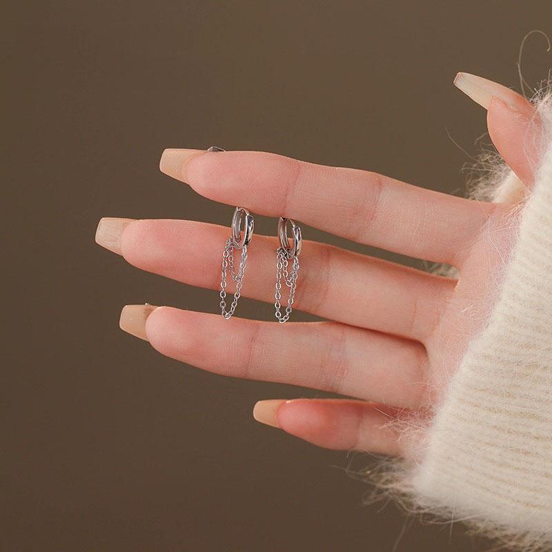 925 Sterling Silver Vintage Earrings For Women Trendy Simple Tassel Chain Earring Jewelry Prevent Allergy Party Accessories Gift