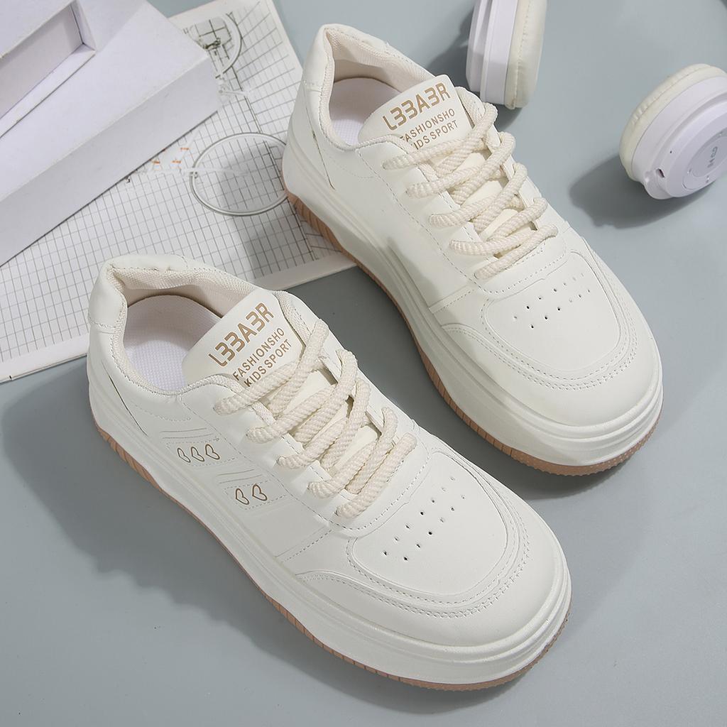 Fashion Women's Thick Bottomed Classic White Sneakers Spring/autumn Fashion Round Toe Lace Up Casual Comfortable Women's Shoes