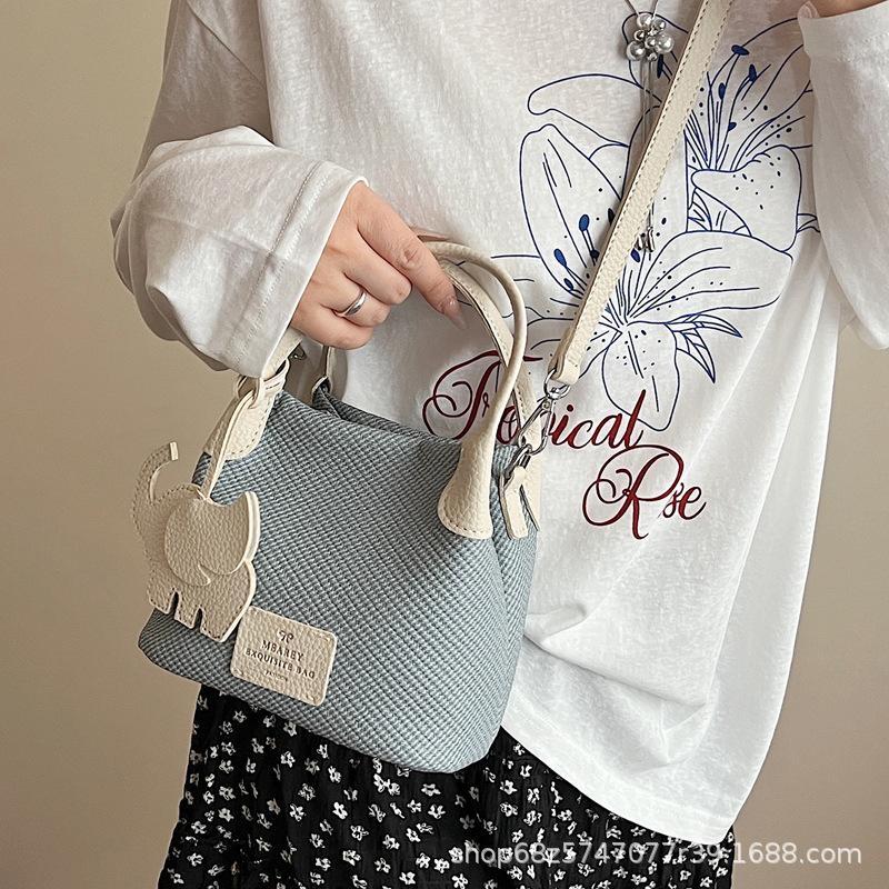 Korean version ins trendy fashion bucket bag women's 2025 spring simple and versatile shoulder bag high-end casual women's bag