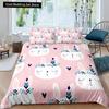 Kids Cartoon Rabbit Carrot King Queen Duvet Cover Boys Girls Cute Bunny Bedding Set Animal Quilt Cover Polyester Comforter Cover