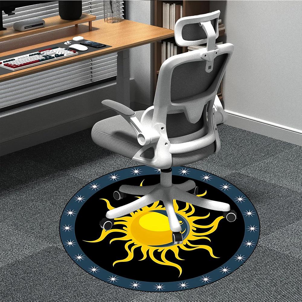 1pc Sun Moon Symbol Chair Carpet for Office,  Soft and Durable Office Rug for Interior Decoration, Perfect for Office yy251227091 80cm by 80cm