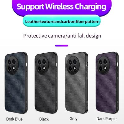 Carbon Fiber Leather Matte Texture Magsafe Phone Case for Oneplus 13R 11 12 R Magnetic Cover for One Plus ACE 5 Pro ACE5 3 2