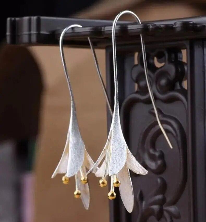 

2022 новый дизайн, длинные серьги с цветком для женщин, модные рождественские серьги для девочек, массивные ювелирные изделия Pendientes