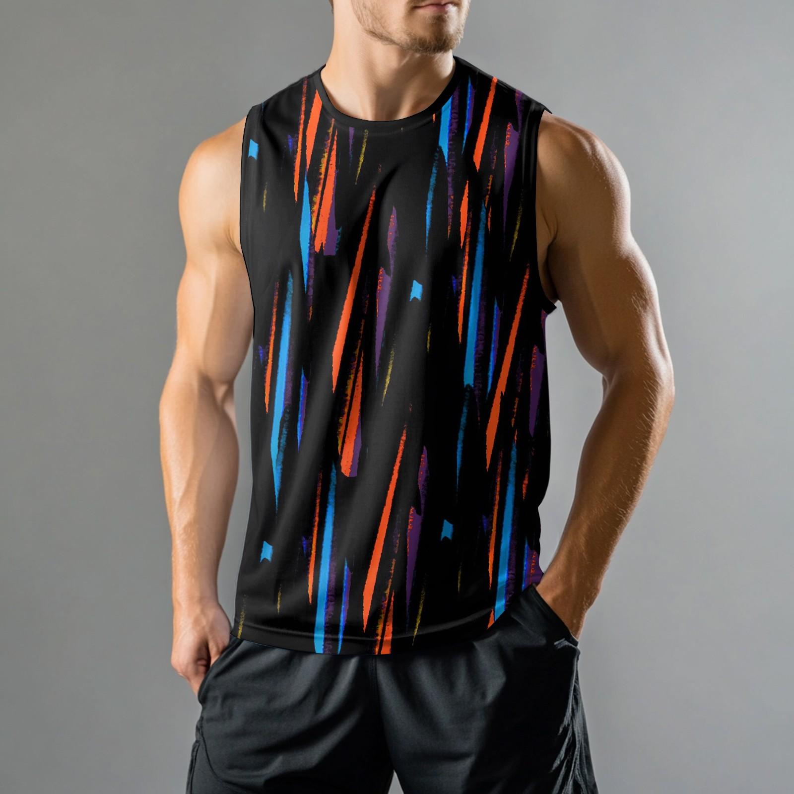 

Мужская мода принтованный спортивный повседневный жилет без рукавов XL чёрный