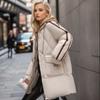 Damen Wattierte Jacke 2024 Winter Damen Kontrast Kapuze Verdicken Warm Lange Jacke Damen 2 Taschen Fake Zweiteilig Baumwolljacke