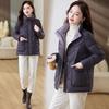 Red Loose Fit Short Puffer Coat for Women Winter Fashion Lightweight Slimming Cotton Jacket