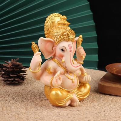 Gold Lord Ganesha Buddha Statue Elephant God Sculptures Ganesh Figurines
