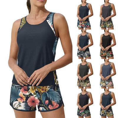 Women's Hawaiian Print Split Swimsuit Sport Swimsuit