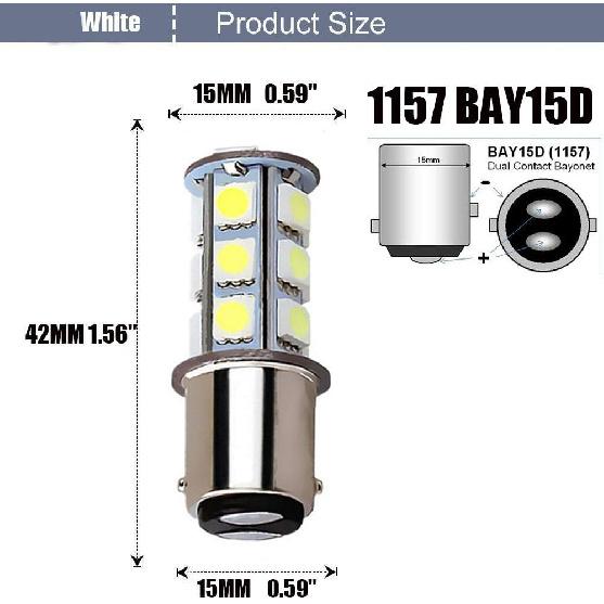 BlyilyB 10-Pack 6500K White 1157 2057 2357 7528 BAY15D LED Bulbs 5050 18-SMD Replacement Lamps For 12V Interior RV Camper Trailer Lighting Back Up