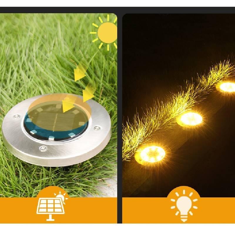 Outdoor Stainless Steel 8 Led Solar Ground Lights Waterproof For Garden Lawn Patio