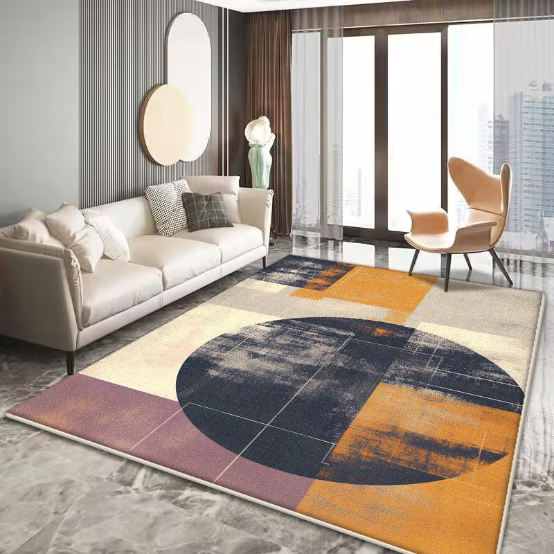 Modern Orange Decoration Carpet Living Room Simple Geometry Carpets Home Sofa Light Luxury Rugs Bedroom Bedside Soft Floor Mat