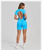 Europäischer & Amerikanischer 3D Ästhetischer Kurzarm Jumpsuit mit Offenem Rücken für Yoga und Fitness