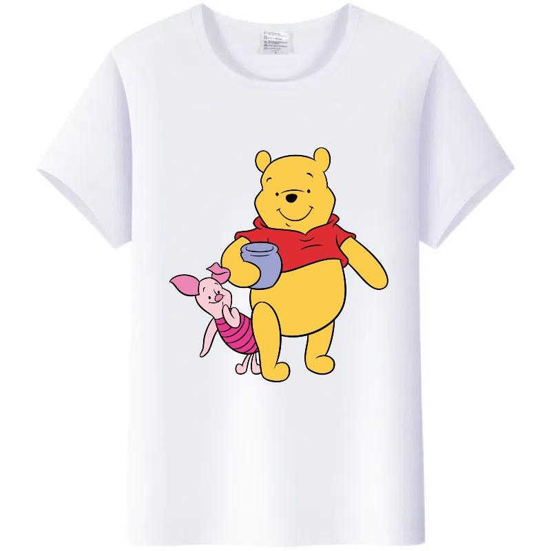 Y2K Tshirt Kawaii Clothes Tops Unisex Cartoon Winnie The Pooh Tigger Graphic T-shirt Summer Blouses White Tees